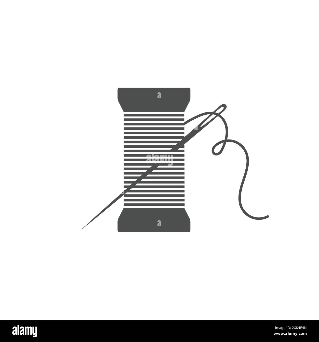 Needle and spool silhouette icon vector illustration. Black bobbin ...