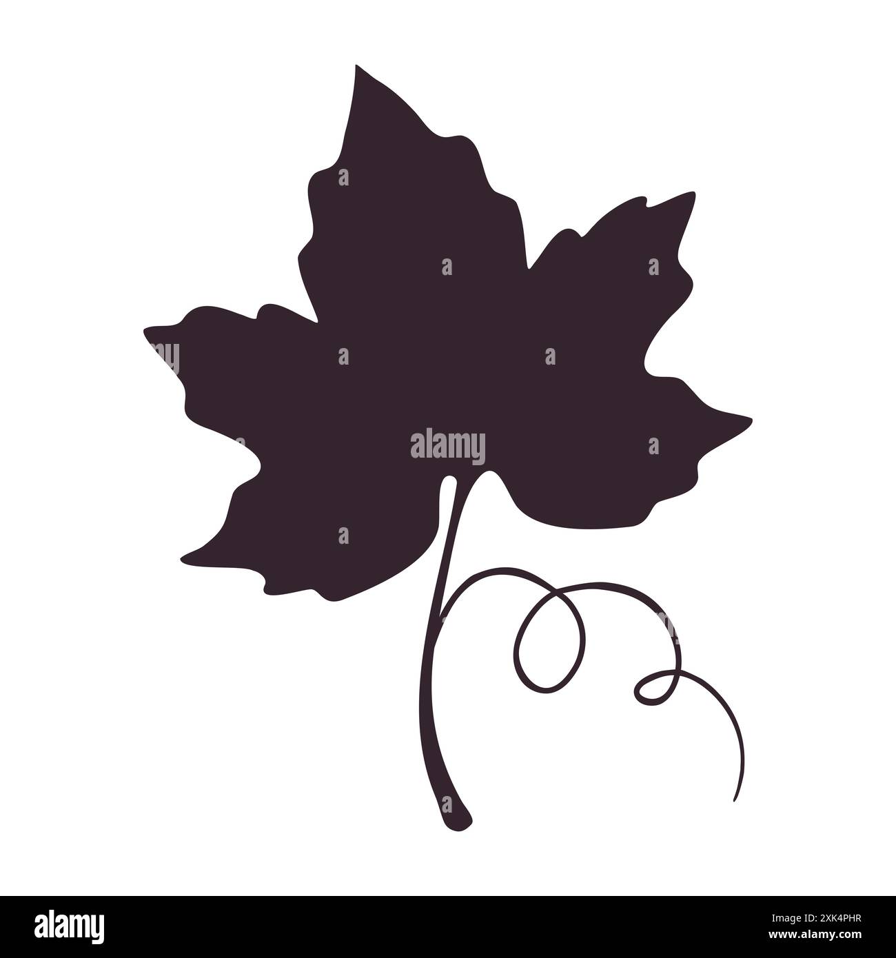 Grape leaf silhouette on white background. . Vector illustration Stock Vector