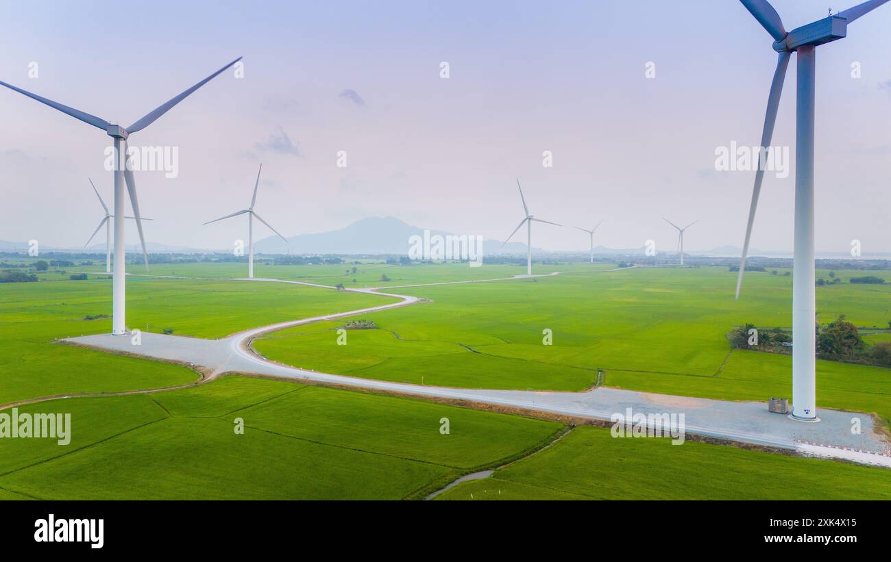 Windmill Rice Long Rice view of turbine green energy electricity, windmill for electric power ...