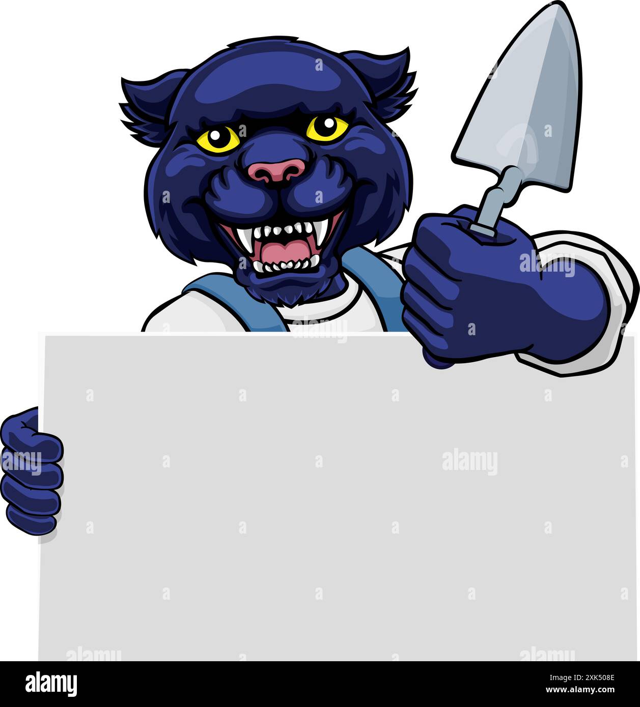 Bricklayer Panther Trowel Tool Handyman Mascot Stock Vector