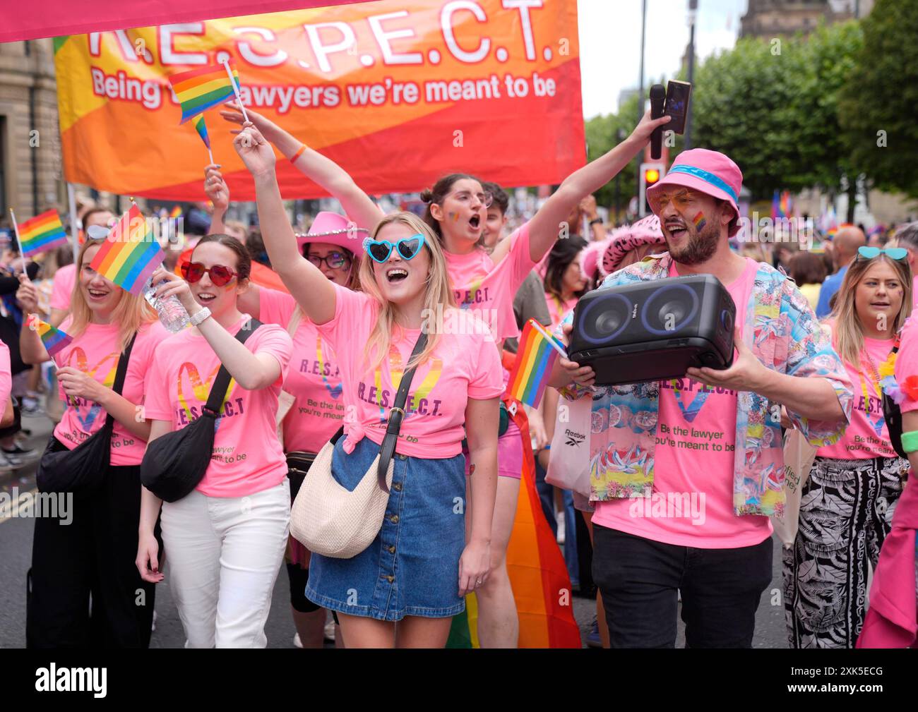 People take part in Leeds Pride, an annual LGBTQ+ pride celebration ...