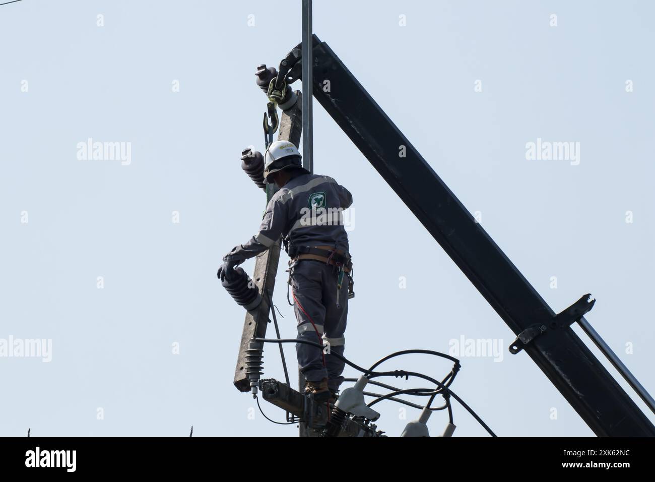 Chiangmai, Thailand - February 8 2024: Electricity Technician working ...