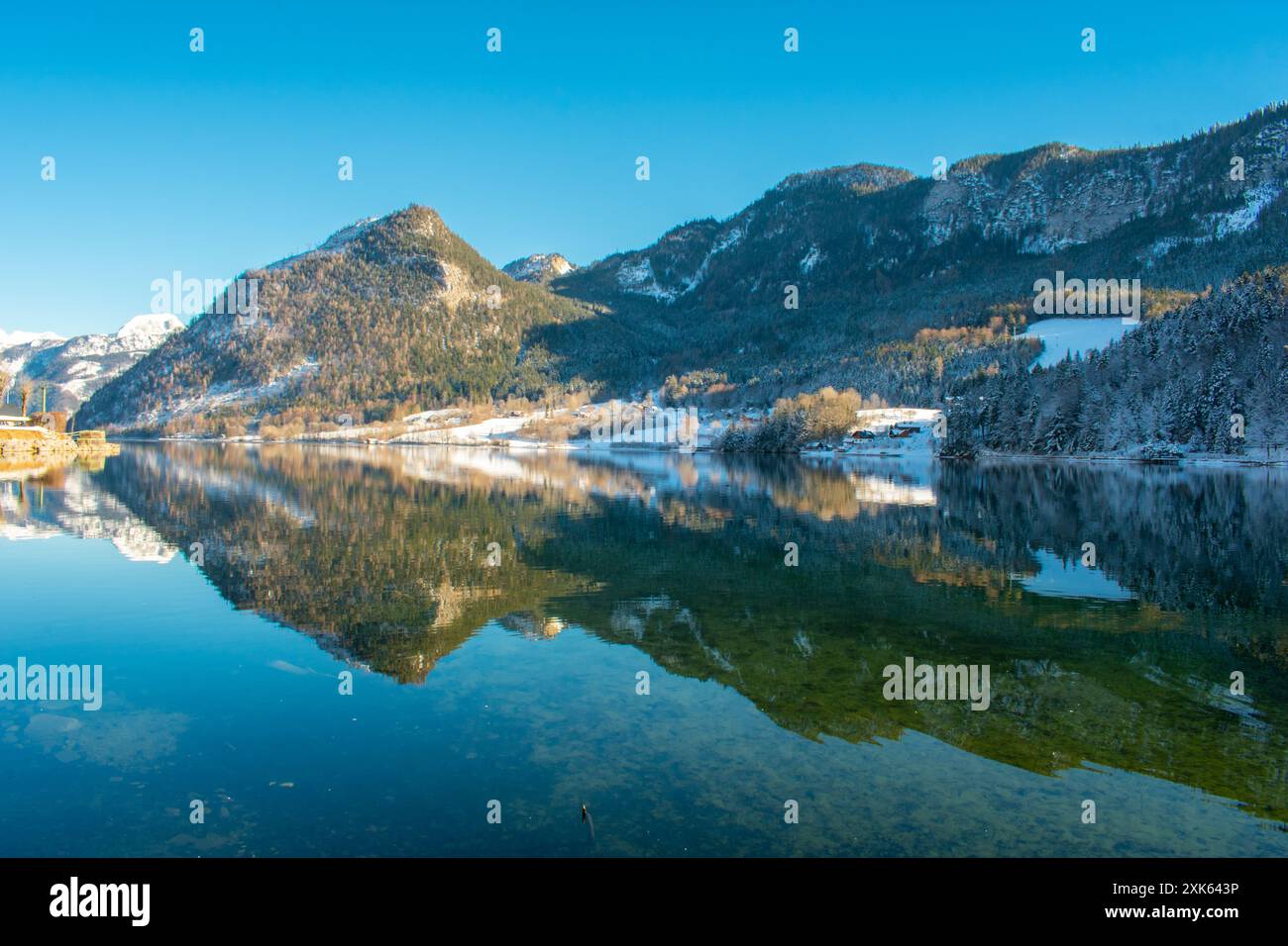 Beautiful mountains landscape, lake and mountain in Alps. Saint Wolfgang im Salzkammergut and Hallstatt in Austria. Stock Photo