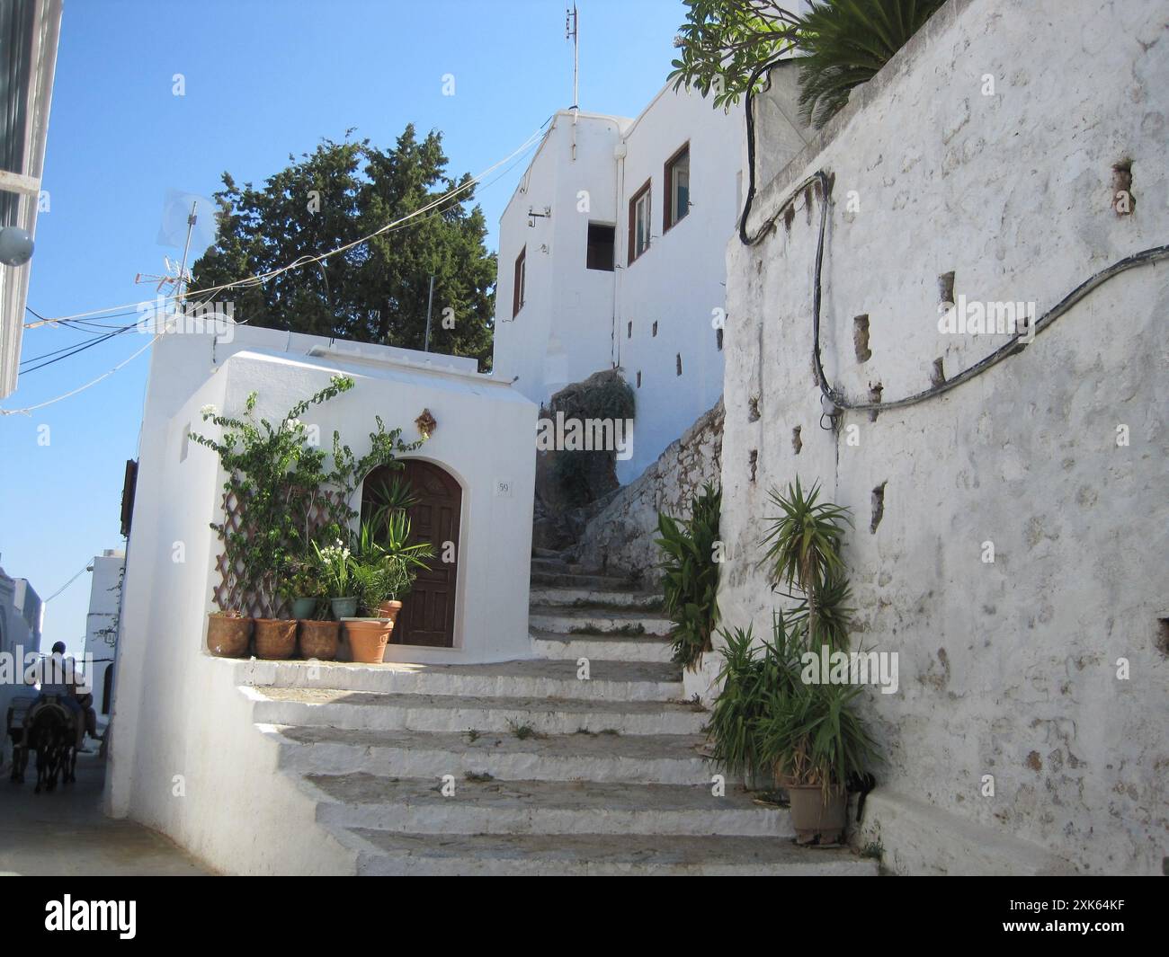 Rhoades Steps Steps of Greece, Rhodes, Dodecanese Islands. Lindos white village Stock ...