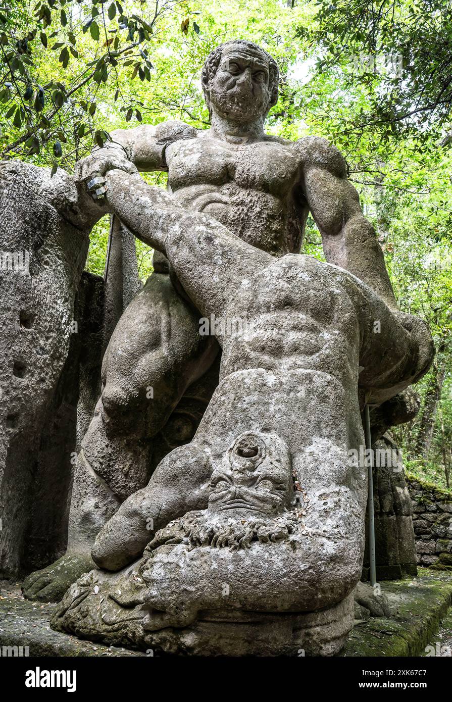 Ancient peperino stone sculpture depicting the myth of Hercules and ...