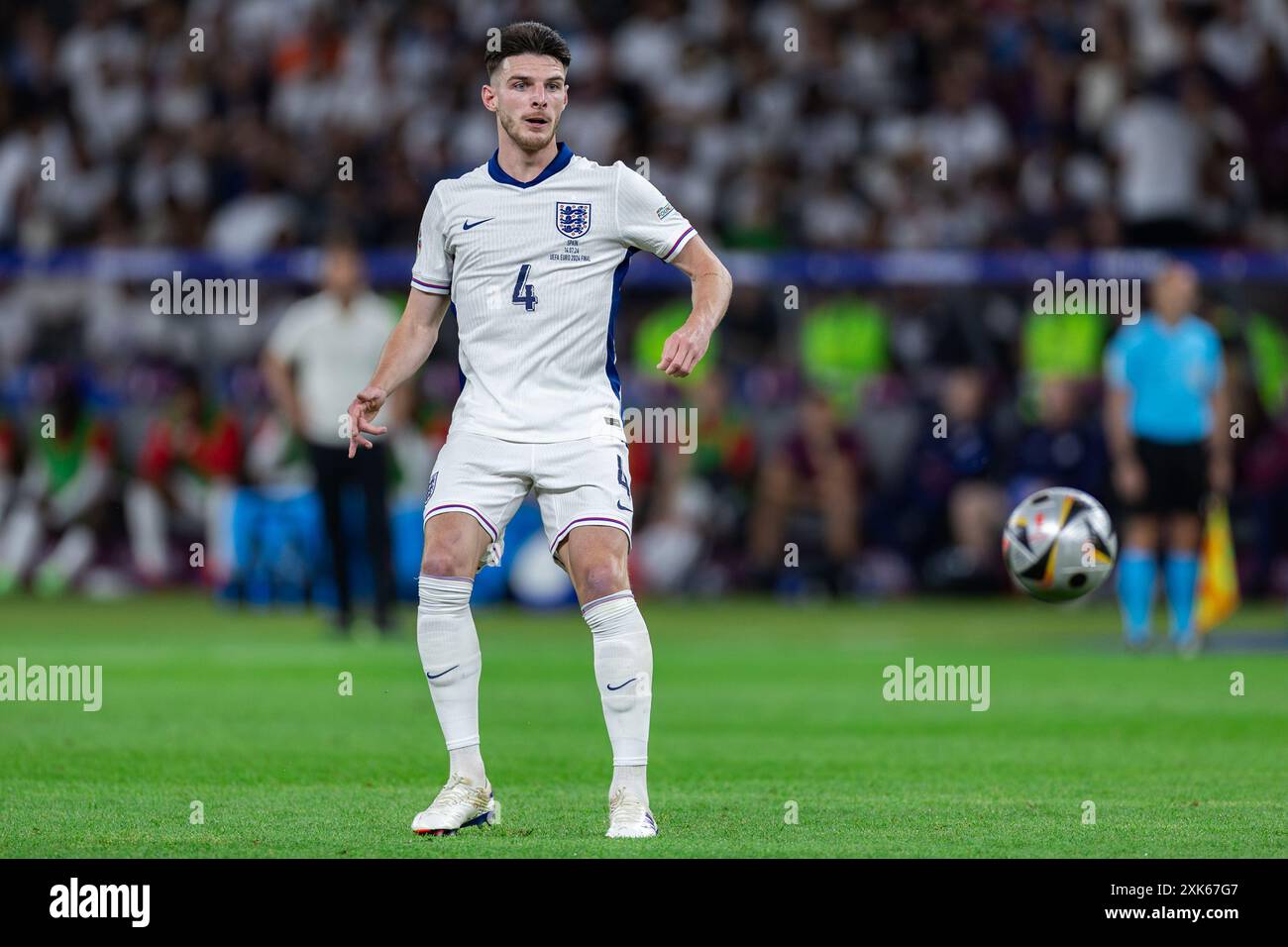 Declan Rice of England seen in action during the UEFA EURO 2024 final ...