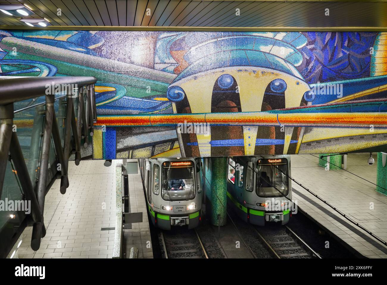 Kröpcke underground station in Hanover, Germany. The walls are designed according to a