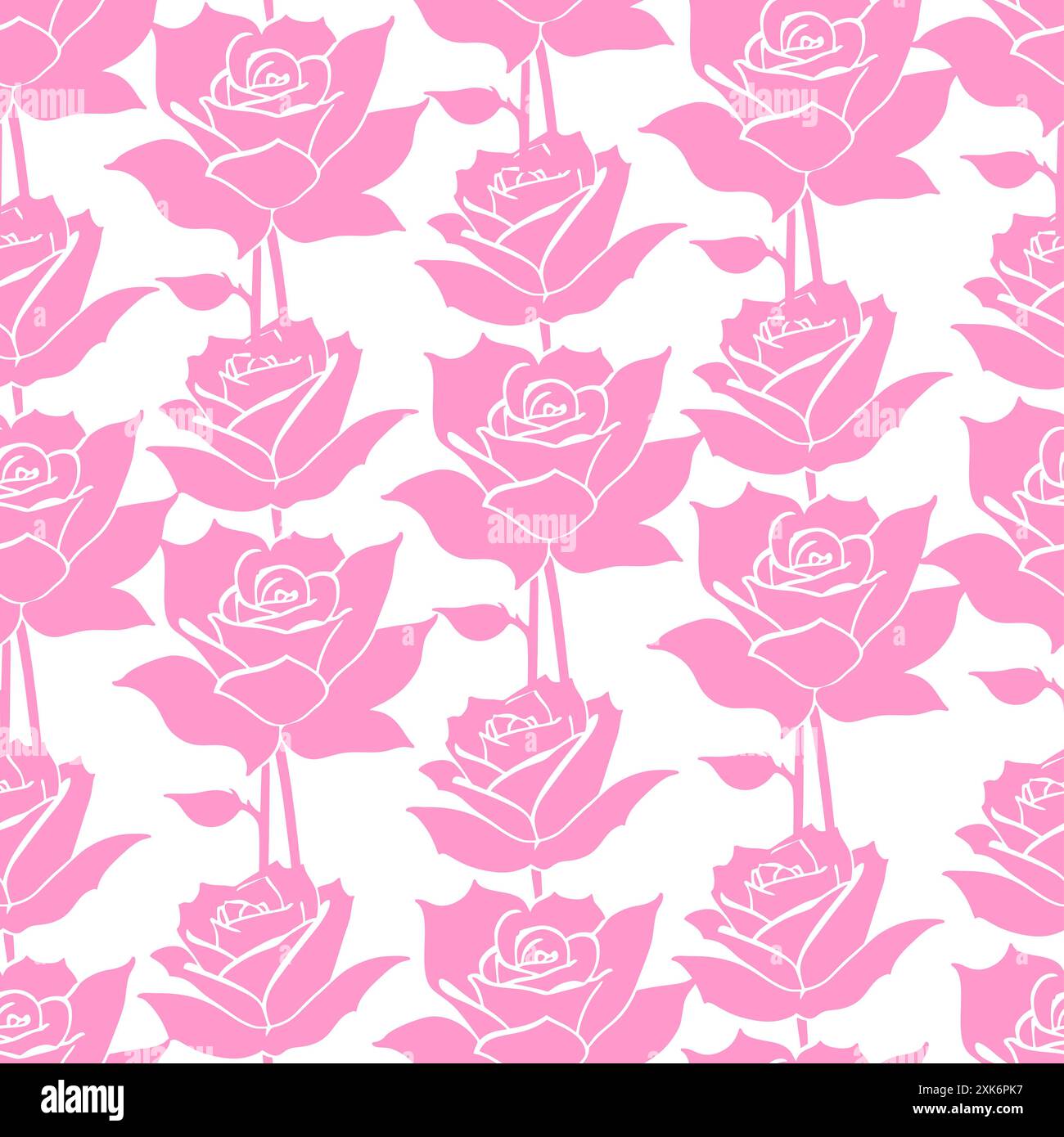 seamless graphic floral pattern pink roses on white background, texture ...