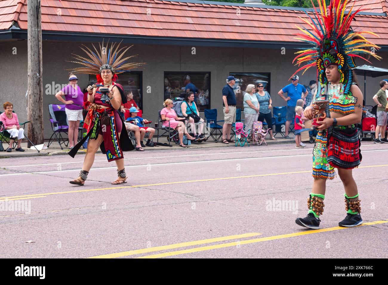 Mendota, MN - July 13, 2024: Aztec dance group Kalpulli Huitzillin ...