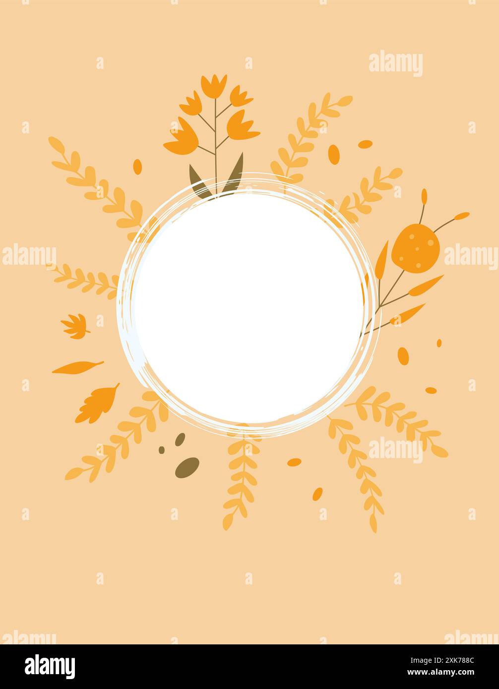 Autumn backgrounds round border and copy space. Floral fall season ...