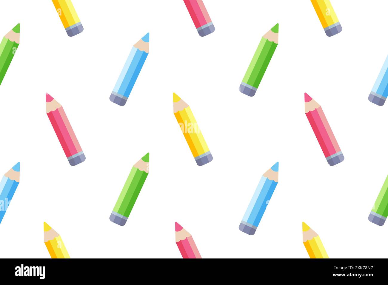 Multi-colored pencils. Seamless vector pattern. Stock Vector