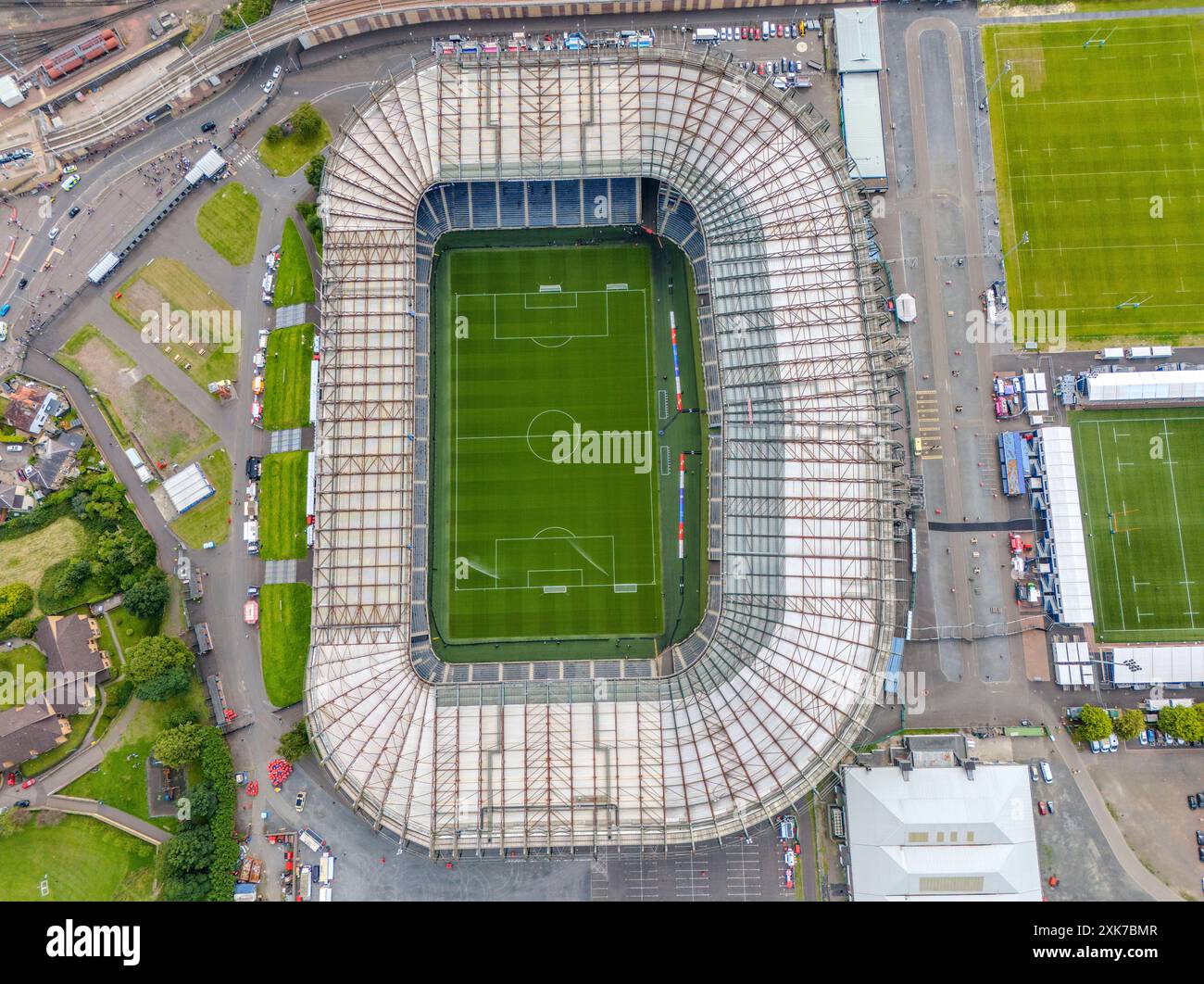 Edinburgh, UK. 20th July, 2024. General view above the Scottish Gas Murrayfield Stadium, Edinburgh, Scotland, United Kingdom on 20 July 2024 Credit: Every Second Media/Alamy Live News Stock Photo