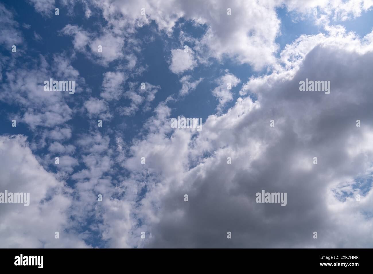 blue sky background with many white clouds. Panorama Stock Photo - Alamy