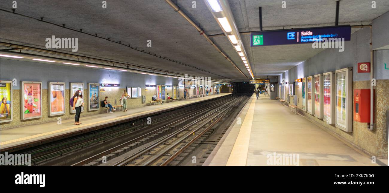 Subway underground Avenida station interior.Lisbon-Portugal. Stock Photo