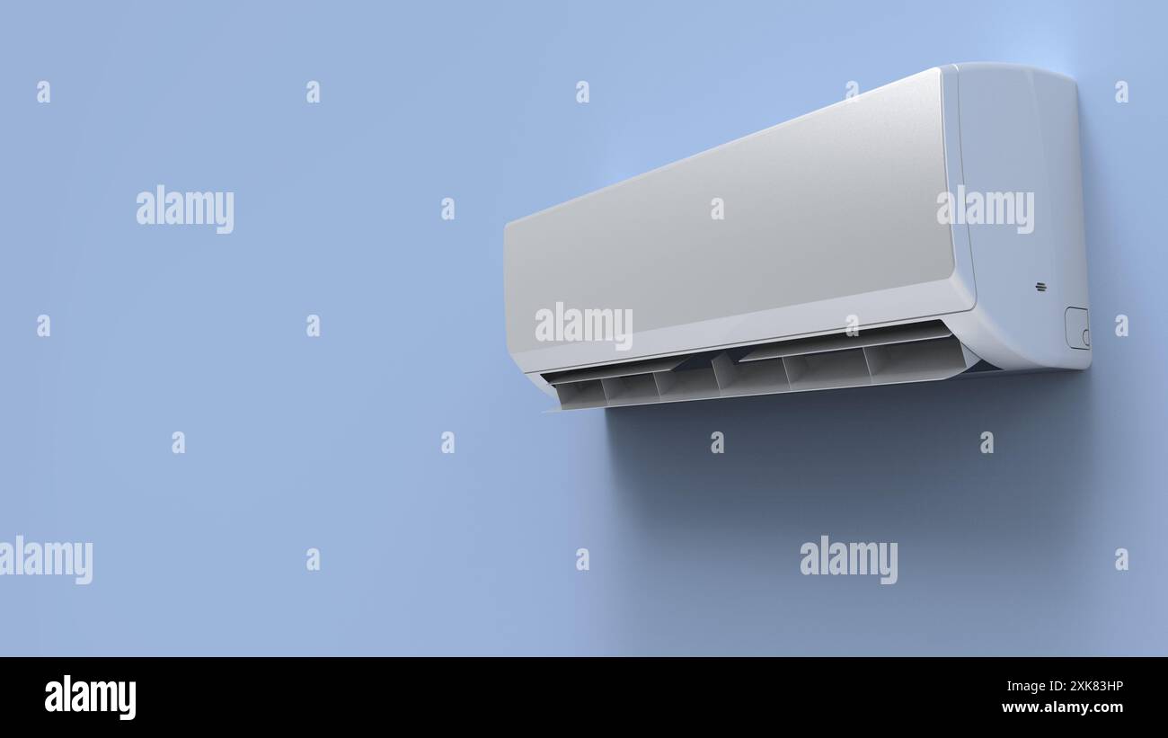 Air conditioner split hanging on the wall. Cooling device in room ...