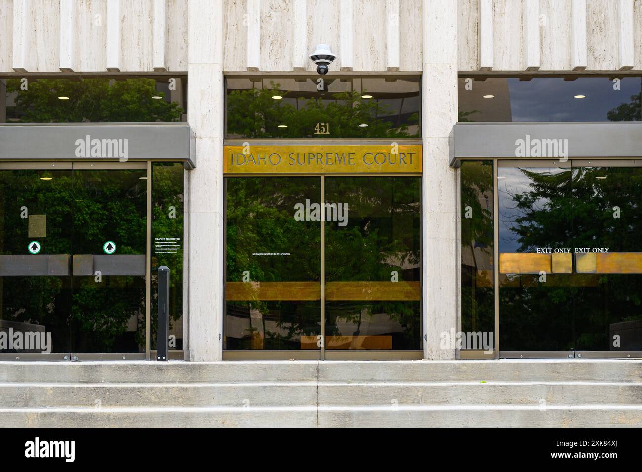 Boise, ID, USA - June 9, 2024; Name at entrance to Idaho Supreme Court ...