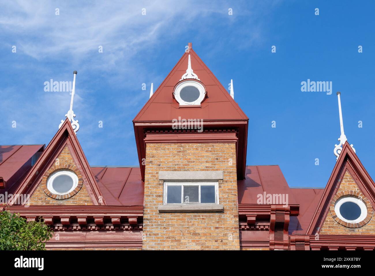 Joseph-Abraham-Gagnon Terrace was designed by Georges Emile Tanguay in the early 1900s. The row of six heritage houses is of Neo Queen Anne style. Stock Photo