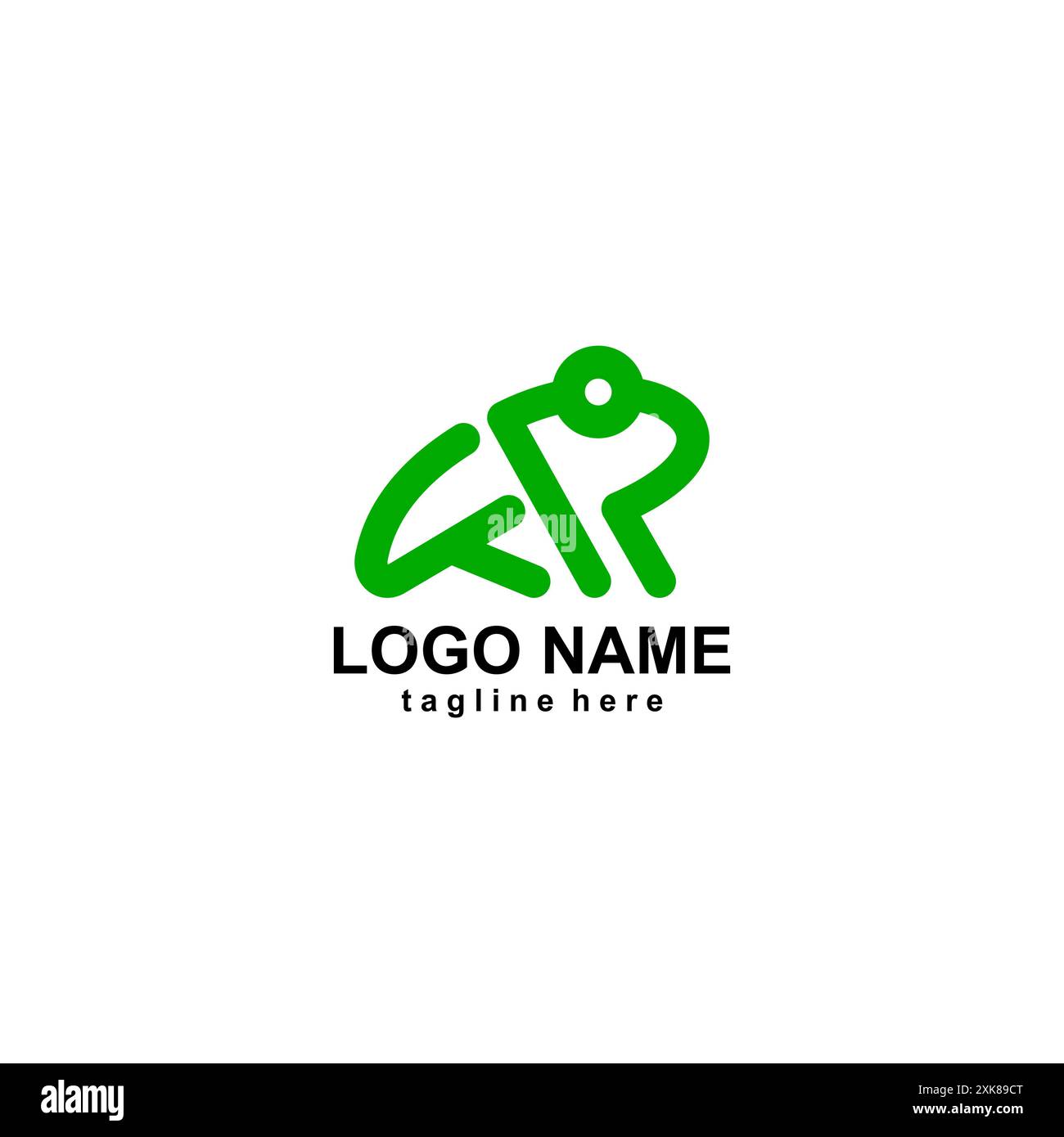 initial FR frog logo design vector Stock Vector
