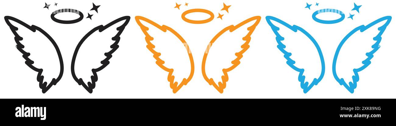 angel wing icon vector logo set collection or bundle pack group Stock ...