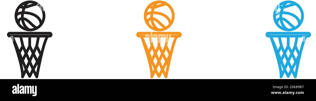 Basketball icon vector logo set collection or bundle pack group Stock Vector