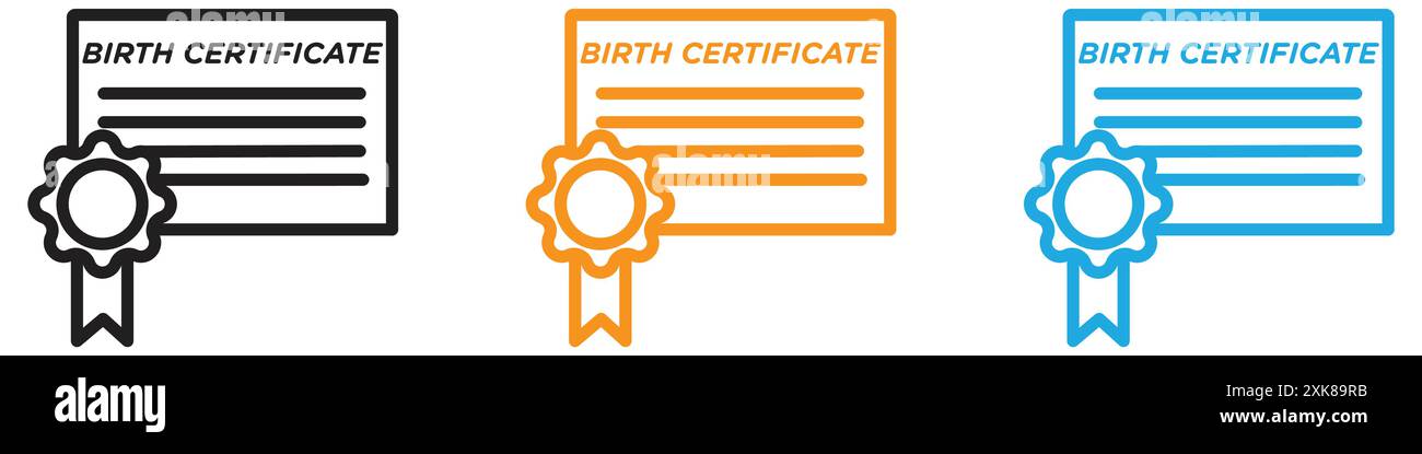 Birth certification icon vector logo set collection or bundle pack group Stock Vector