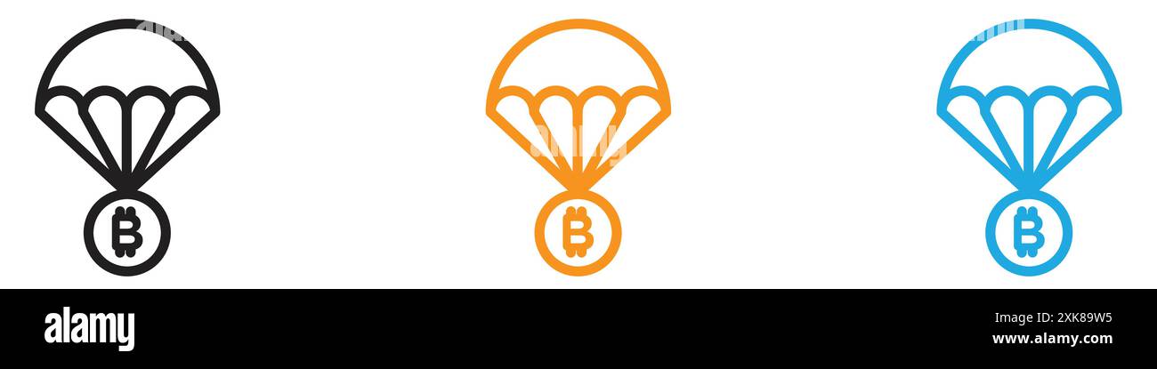 Bitcoin airdrop icon vector logo set collection or bundle pack group Stock Vector