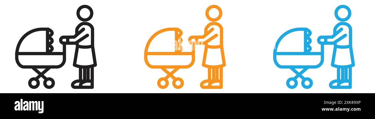 Babysitter icon vector logo set collection or bundle pack group Stock Vector