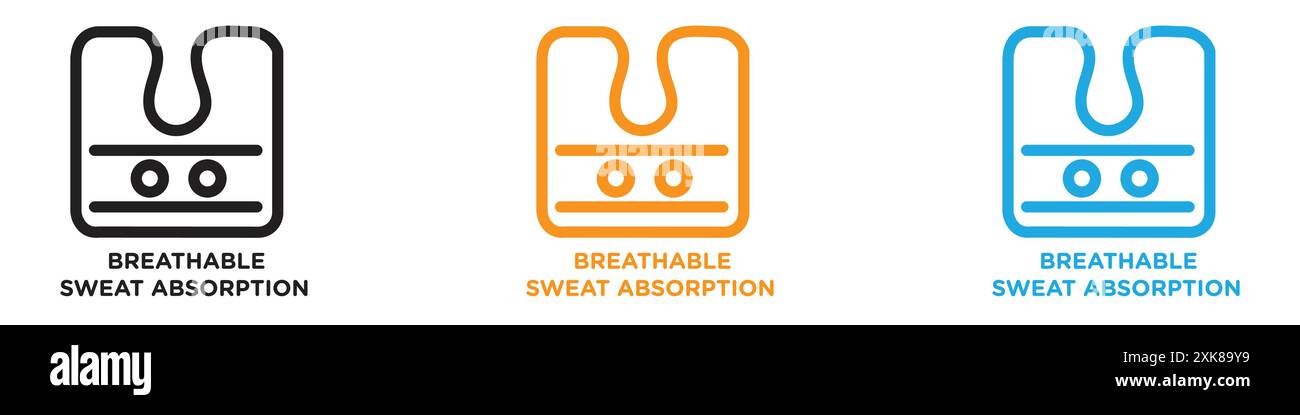 Breathable sweat absorption icon vector logo set collection or bundle pack group Stock Vector