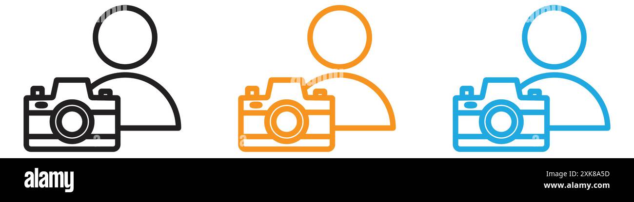 Cameraman icon vector logo set collection or bundle pack group Stock Vector