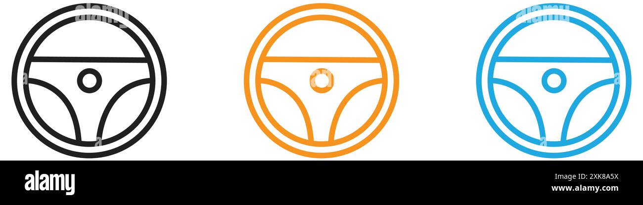 car Steering wheel icon vector logo set collection or bundle pack group Stock Vector