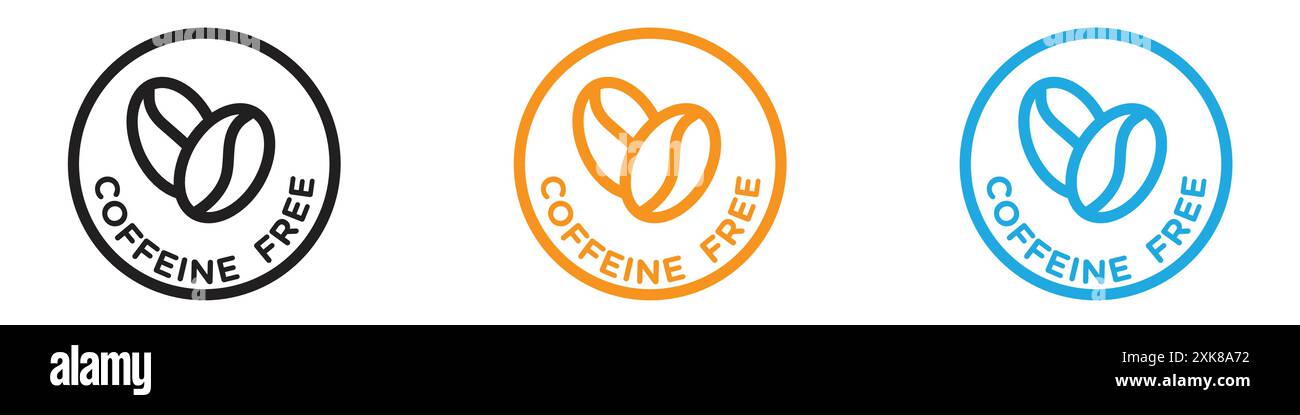 coffeine free icon vector logo set collection or bundle pack group Stock Vector