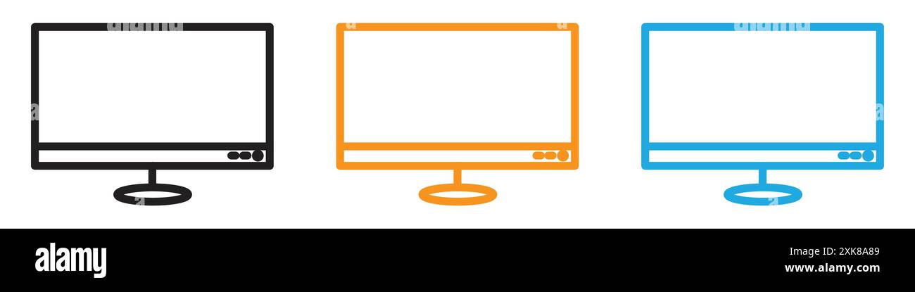 Computer monitor icon vector logo set collection or bundle pack group Stock Vector