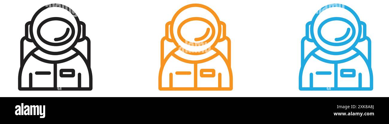 Cosmonaut icon vector logo set collection or bundle pack group Stock Vector