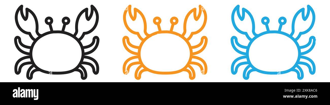 Crabs icon vector logo set collection or bundle pack group Stock Vector