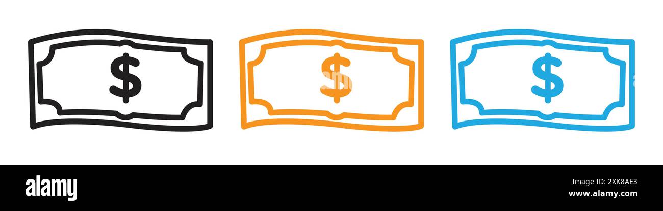 Dollar banknote money icon vector logo set collection or bundle pack ...