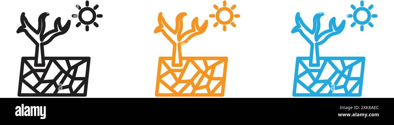 Drought icon vector logo set collection or bundle pack group Stock Vector