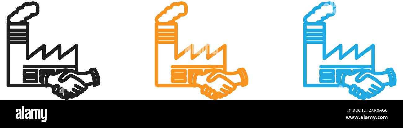 Factory deal icon vector logo set collection or bundle pack group Stock Vector