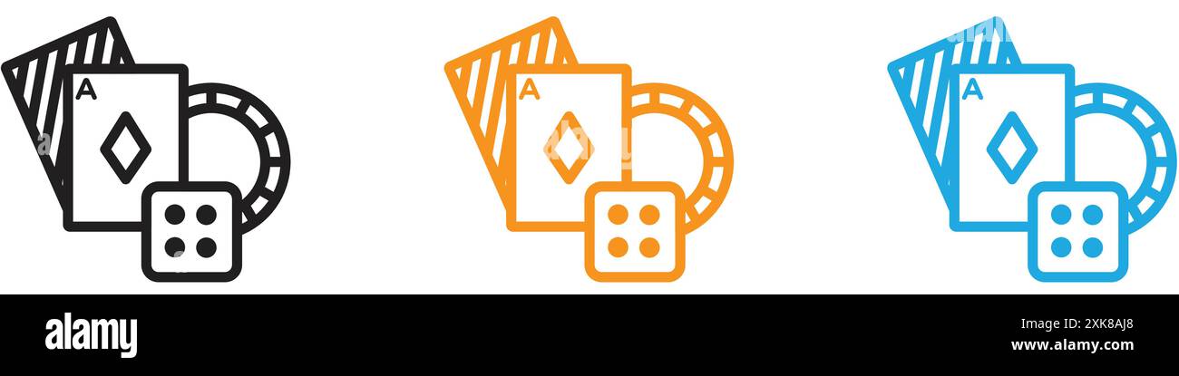 Gambling icon vector logo set collection or bundle pack group Stock Vector