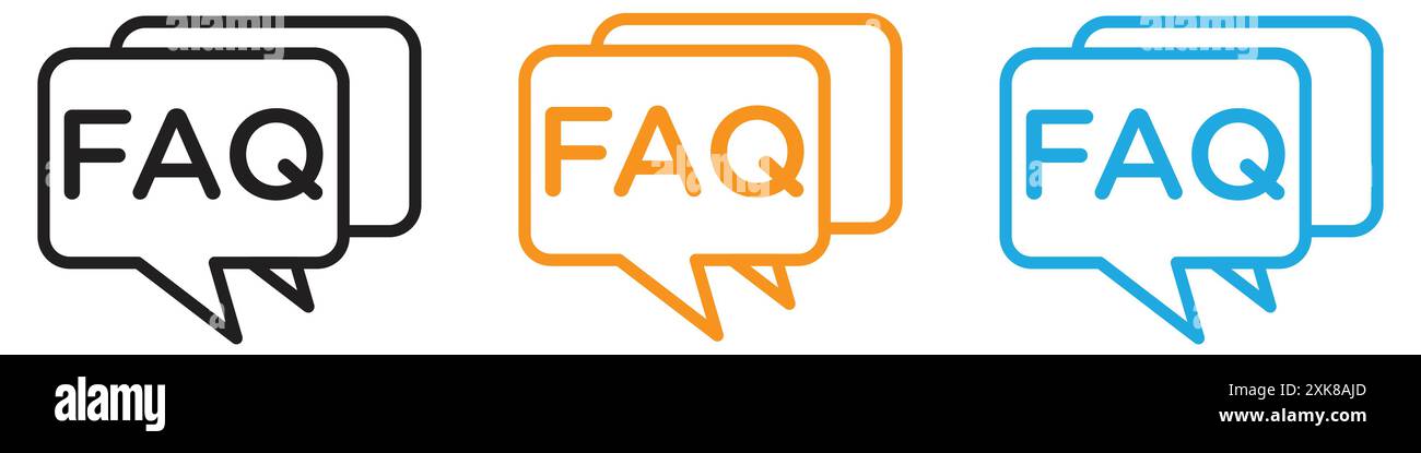 FAQ icon vector logo set collection or bundle pack group Stock Vector