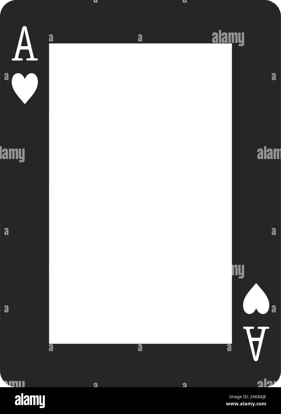 Ace of hearts playing card border or frame in black silhouette vector ...