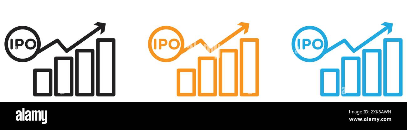 IPO Initial public offering icon vector logo set collection or bundle pack group Stock Vector