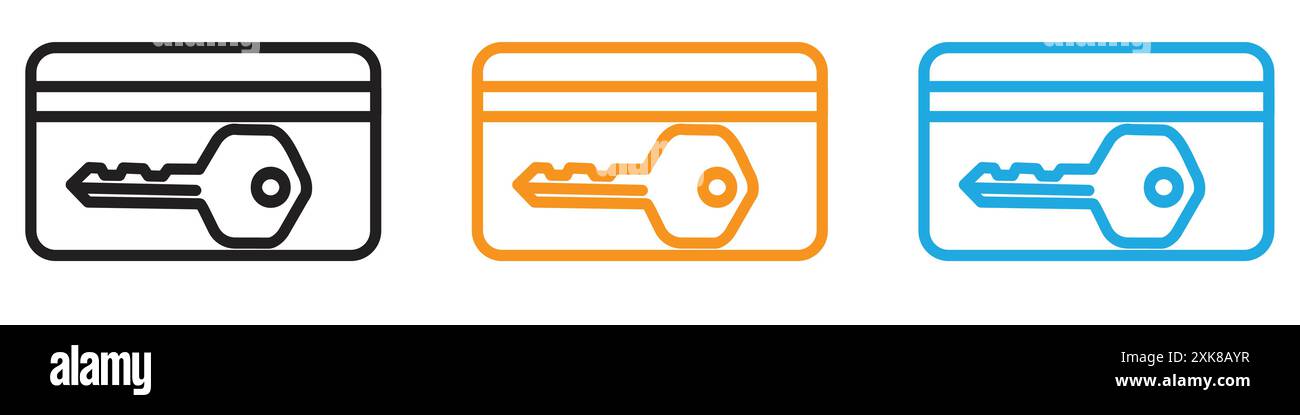 Keycard access icon vector logo set collection or bundle pack group Stock Vector