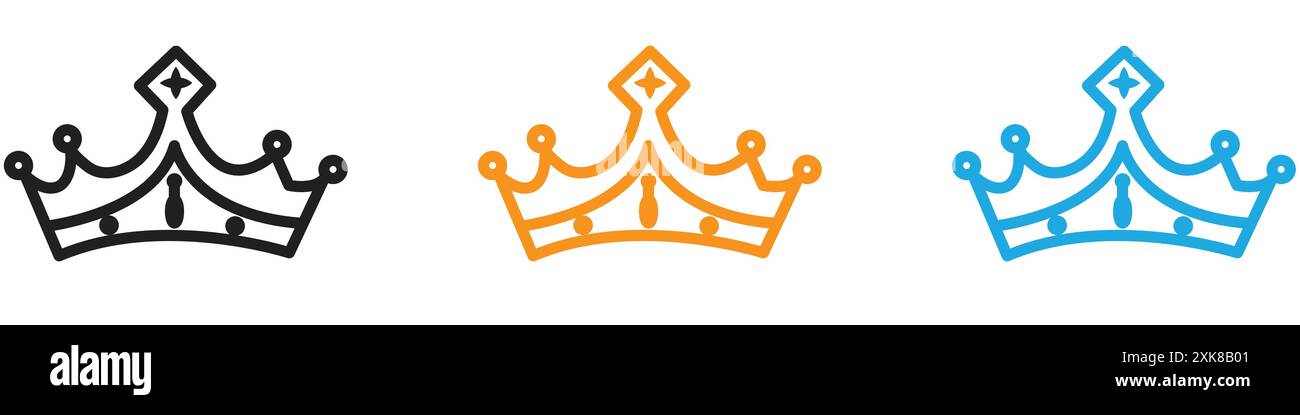King icon vector logo set collection or bundle pack group Stock Vector
