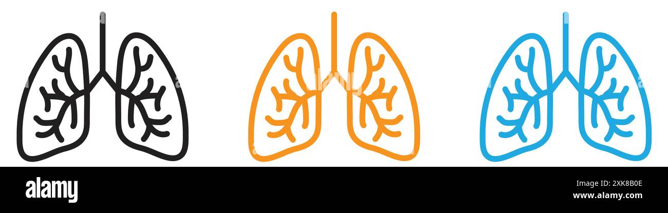 Human lungs icon vector logo set collection or bundle pack group Stock ...