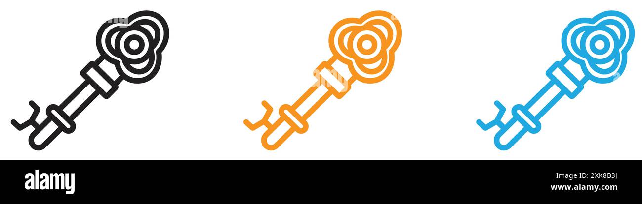 Magic Key icon vector logo set collection or bundle pack group Stock Vector