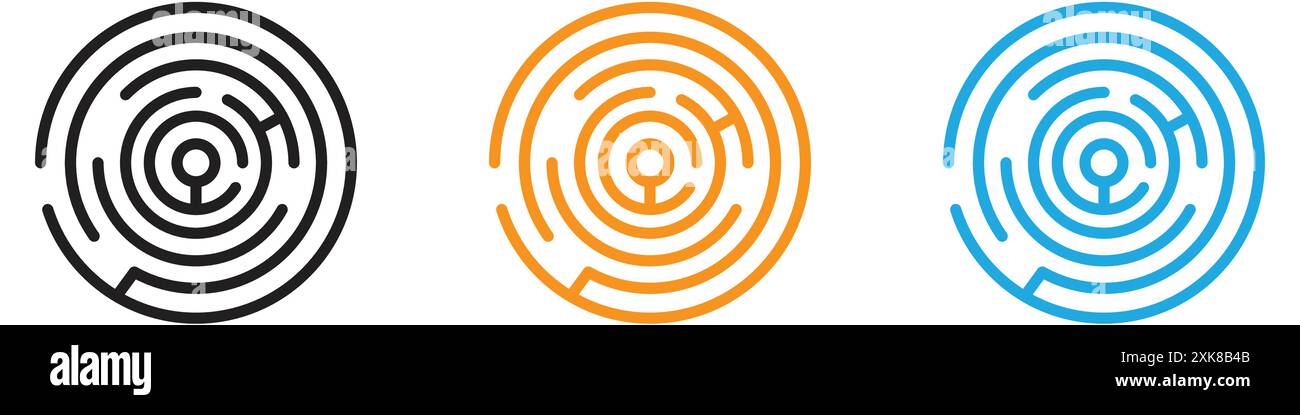 Labyrinth icon vector logo set collection or bundle pack group Stock Vector