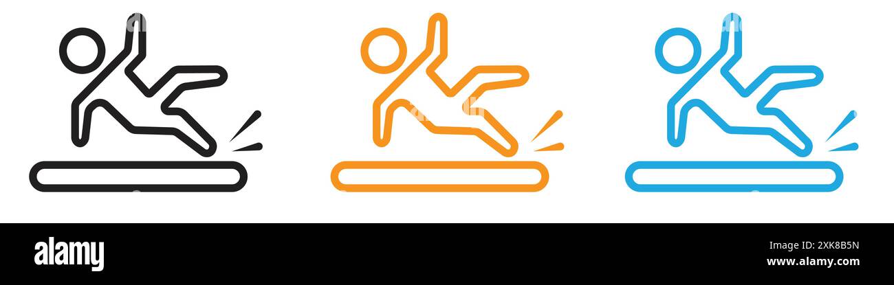 Man slide on slope icon vector logo set collection or bundle pack group Stock Vector