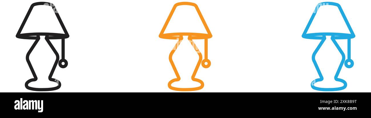 Night Bedside Lamp icon vector logo set collection or bundle pack group Stock Vector
