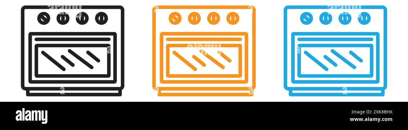 Oven icon vector logo set collection or bundle pack group Stock Vector