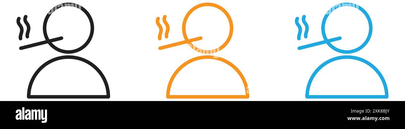 Person smoking icon vector logo set collection or bundle pack group Stock Vector